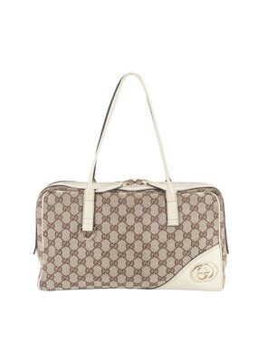 Gucci GG Canvas New Brit Leather Tote Shoulder Hand